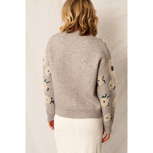 Grey Floral Sweater