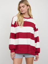 Load image into Gallery viewer, Red Oversized Wide Stripe Pullover
