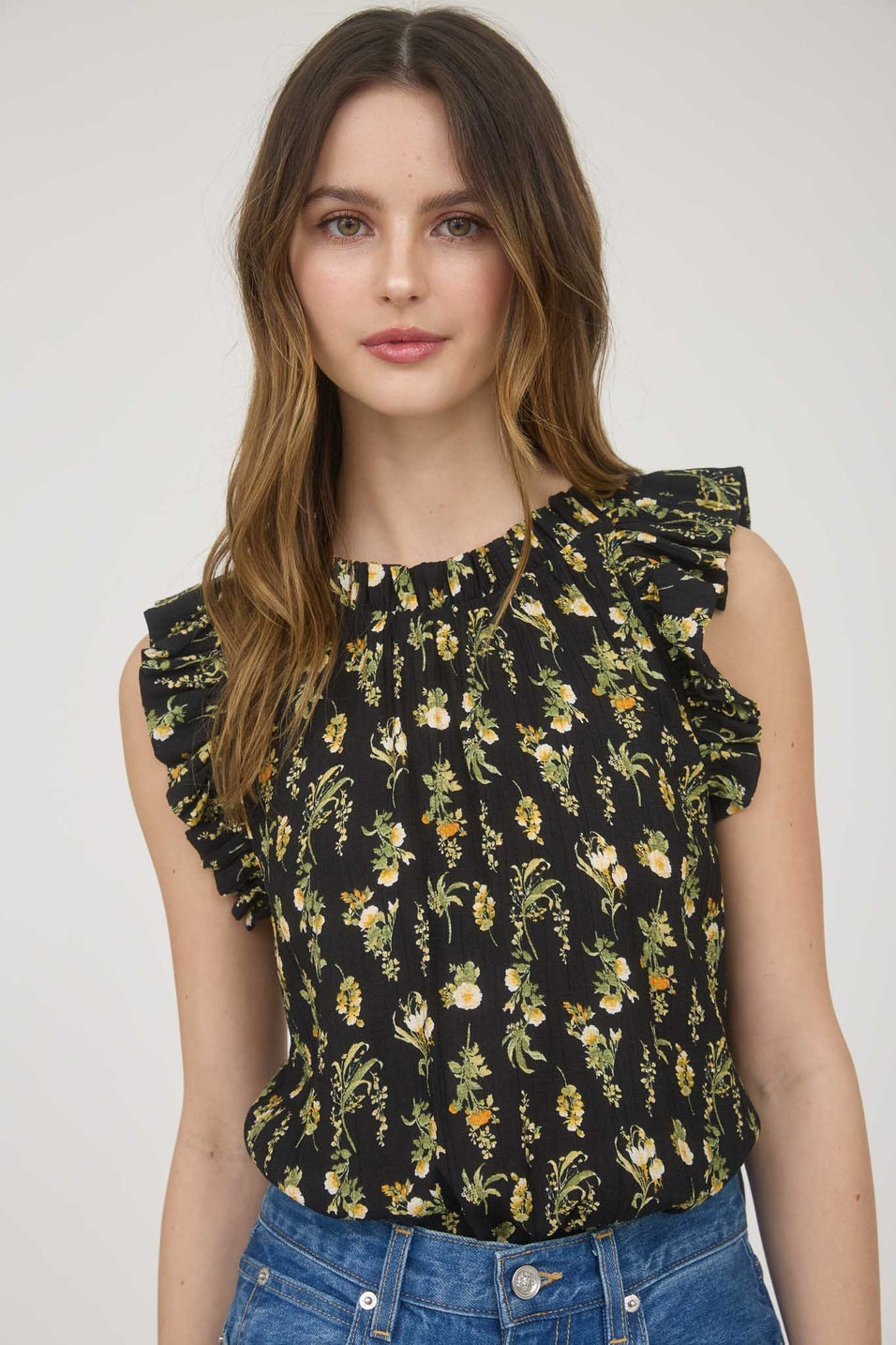 Black + Yellow Floral Tank