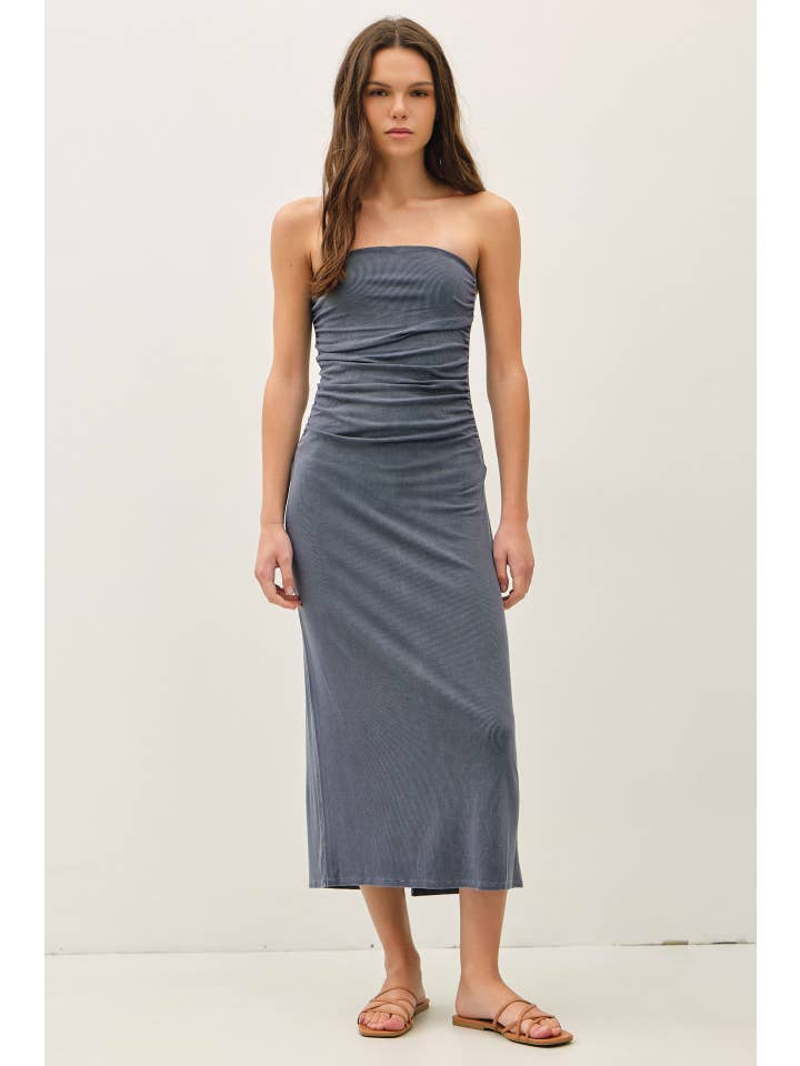 tube top midi dress Bellatrix Women's Tube Top Bodycon Midi Dress - Black