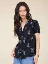 Load image into Gallery viewer, Black Floral Split Neck Top
