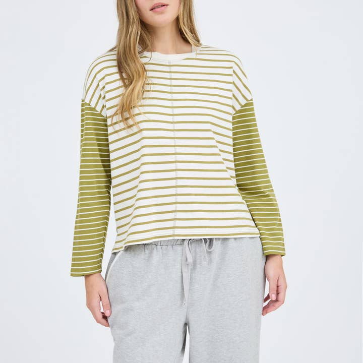 Green Mixed Stripe Top