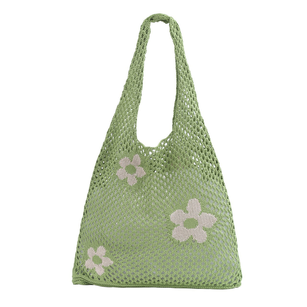 Green Floral Crochet Bag
