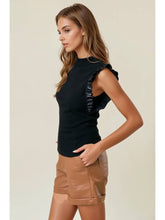 Load image into Gallery viewer, Black Faux Leather Trim Tank
