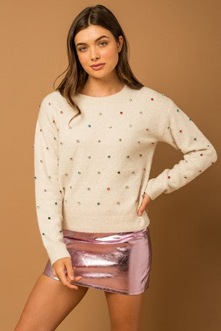 Oatmeal Gemstone Sweater