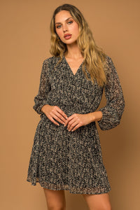 Black + Taupe Abstract Dress