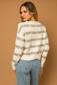 Cream + Grey Striped Sweater