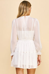 White Sheer Shoulder Dress