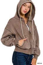 Load image into Gallery viewer, Mocha Crop Washed Hoodie
