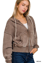 Load image into Gallery viewer, Mocha Crop Washed Hoodie
