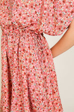 Load image into Gallery viewer, Pink Floral Tie Waist Dress
