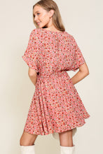 Load image into Gallery viewer, Pink Floral Tie Waist Dress
