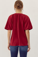Load image into Gallery viewer, Burgundy Split Neck Top
