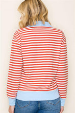 Load image into Gallery viewer, Staccato Red Striped Collared Sweatshirt
