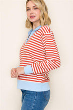 Load image into Gallery viewer, Staccato Red Striped Collared Sweatshirt
