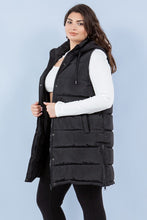 Load image into Gallery viewer, Long Black Puffer Vest - Plus
