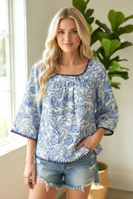 Load image into Gallery viewer, Staccato Blue Floral Kimono Top
