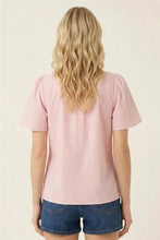 Load image into Gallery viewer, Staccato Pink Pinstripe Button Top
