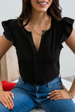 Load image into Gallery viewer, Black Ruffle Sleeve Top
