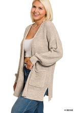 Load image into Gallery viewer, Heather Beige Waffle Cardigan - Plus

