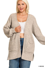 Load image into Gallery viewer, Heather Beige Waffle Cardigan - Plus
