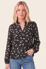 Load image into Gallery viewer, Black Floral Split Neck Top
