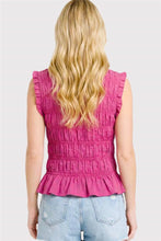 Load image into Gallery viewer, Staccato Fuchsia Smocked Tie Top
