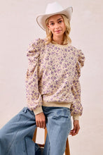 Load image into Gallery viewer, Oatmeal + Orange Floral Corduroy Top
