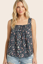 Load image into Gallery viewer, Teal Floral Square Neck Tank
