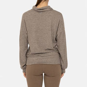 Mono B Olive Hacci Cowl Neck Top