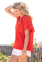 Load image into Gallery viewer, Orange Swiss Dot Top
