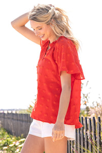 Orange Swiss Dot Top