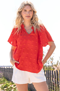 Orange Swiss Dot Top