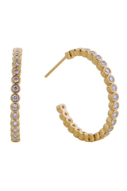 Gold CZ Linked Hoops