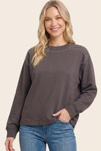 Load image into Gallery viewer, Charcoal Studded Pullover
