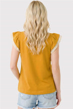 Load image into Gallery viewer, Staccato Mustard Stripe Trim Top
