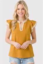 Load image into Gallery viewer, Staccato Mustard Stripe Trim Top
