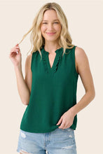 Load image into Gallery viewer, Forest Green Ruffle Neck Tank
