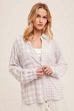Load image into Gallery viewer, Hem + Thread Lavender Mixed Plaid Top
