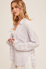 Load image into Gallery viewer, Hem + Thread Lavender Mixed Plaid Top

