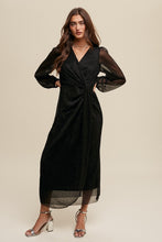 Load image into Gallery viewer, Black Sheer Sleeve Wrap Maxi
