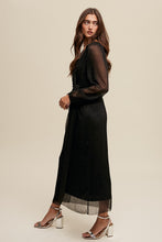 Load image into Gallery viewer, Black Sheer Sleeve Wrap Maxi
