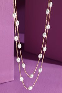 Silver Pearl Double Strand Necklace