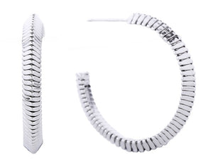 Silver Textured Hoops