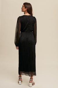 Black Sheer Sleeve Wrap Maxi