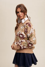 Load image into Gallery viewer, Taupe + Burgundy Floral Sweater
