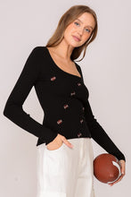 Load image into Gallery viewer, Black Embroidered Football Top
