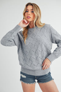 Grey Woven Pattern Sweater