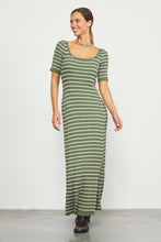 Load image into Gallery viewer, Olive + Cream Striped Dress
