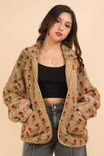 Load image into Gallery viewer, Tan Sherpa Floral Jacket
